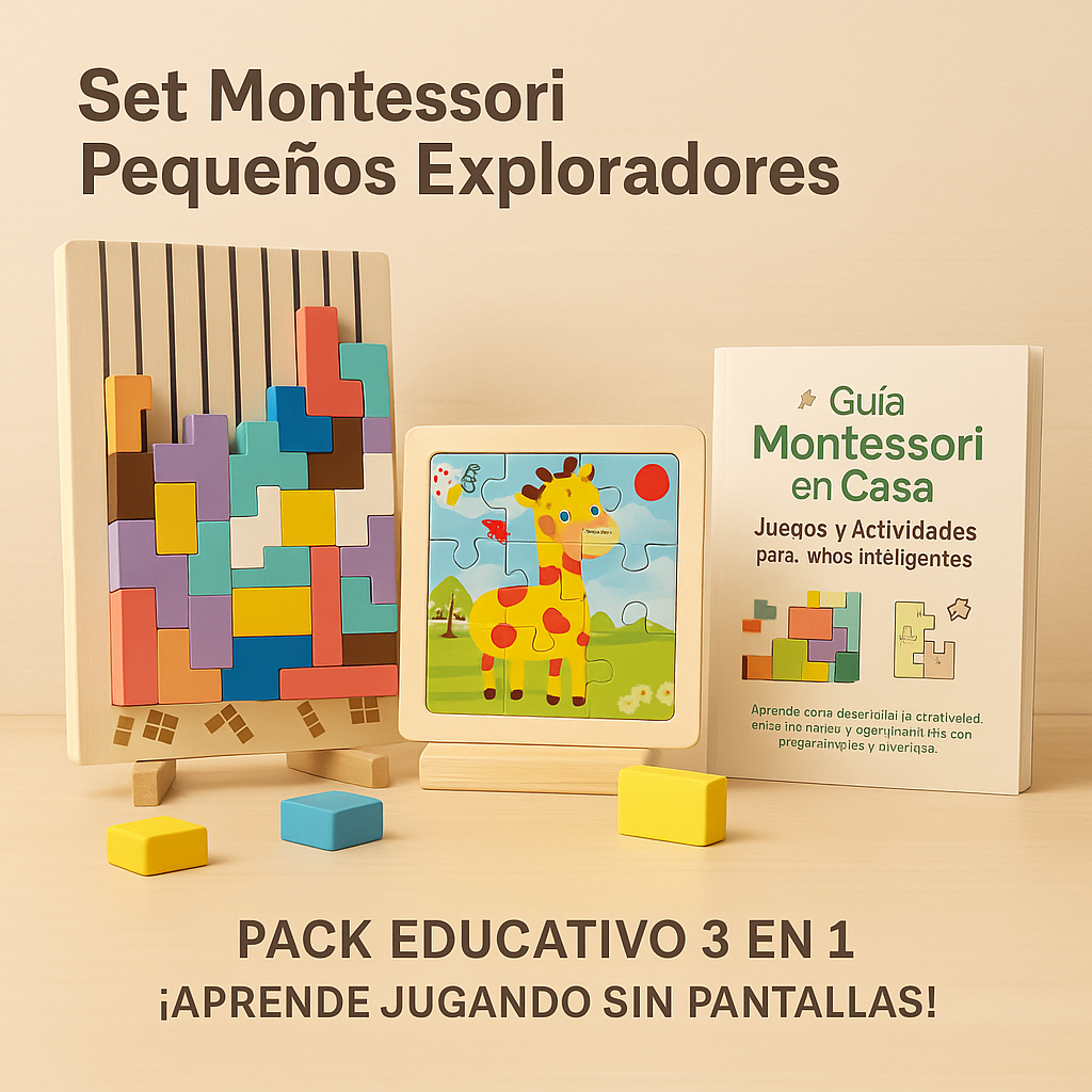 Set Montessori ‘Pequeños Exploradores’ – Aprende Jugando sin Pantallas